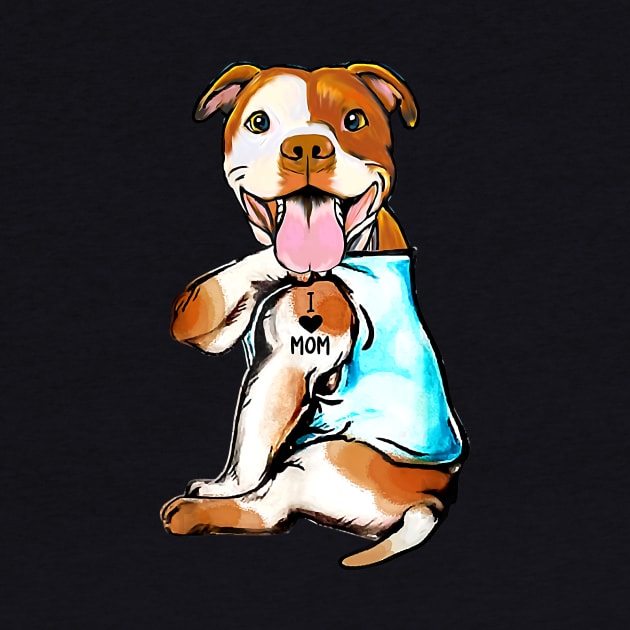 Funny Dog Pitbull I Love Mom Tattoo Gift Shir by PHAIVAYCHU